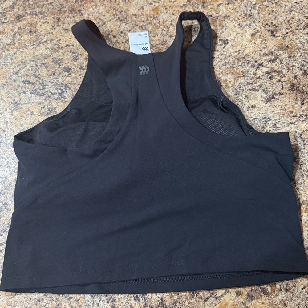 All in motion Black High-Neck Racerback Crop Tank